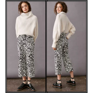 Anthropologie Maeve Olive Cropped Flare Pants